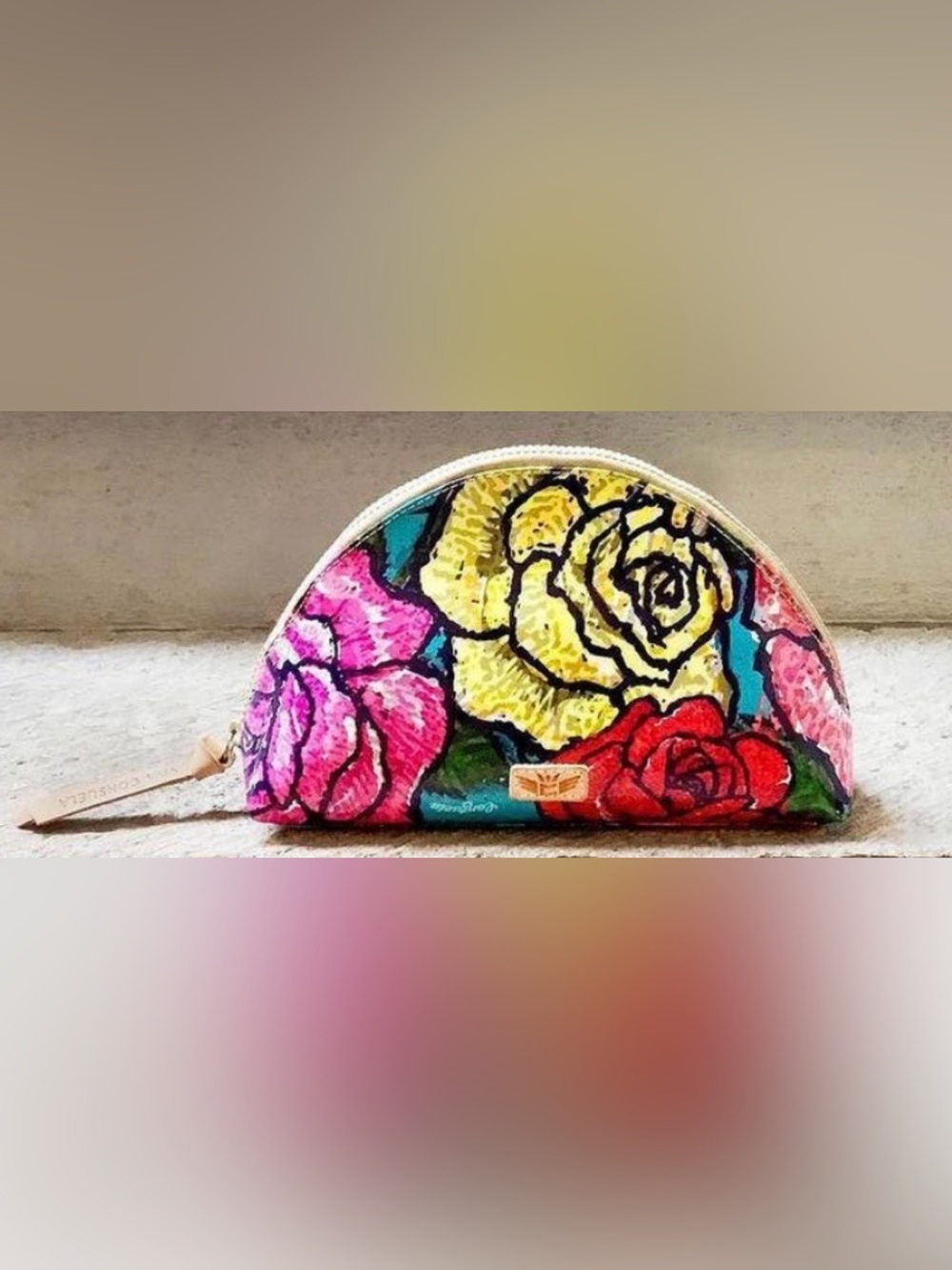 Consuela Cosmetic Bag Rosita Dome Shaped - Zipper Pull Replaced 6.5”x9.5”x2.5”